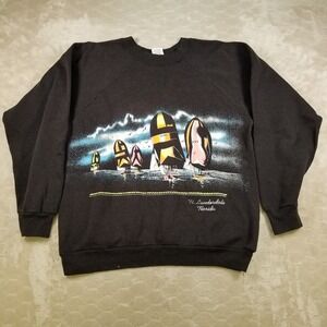 VTG 80s Ft Lauderdale Florida Crewneck Sailing Sweatshirt Sz LG Faded Signal Tag